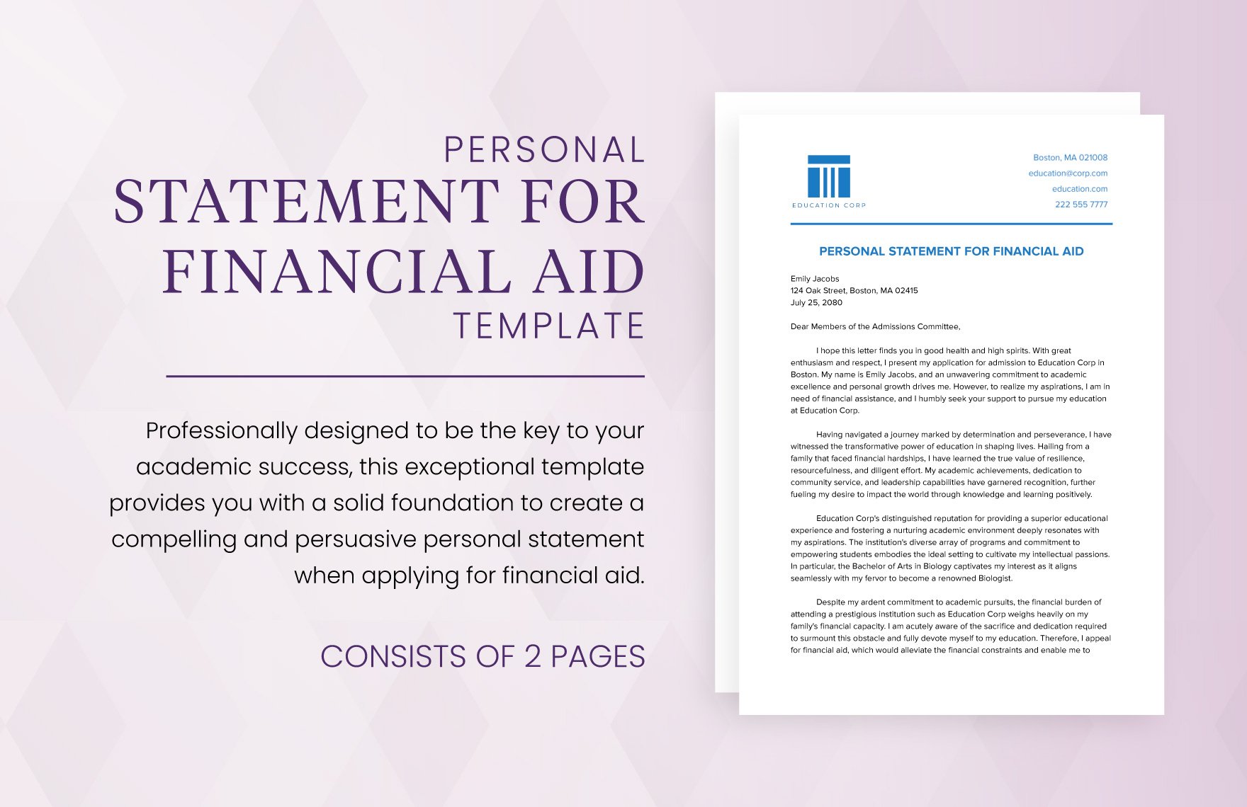 Personal Statement for Financial Aid Template