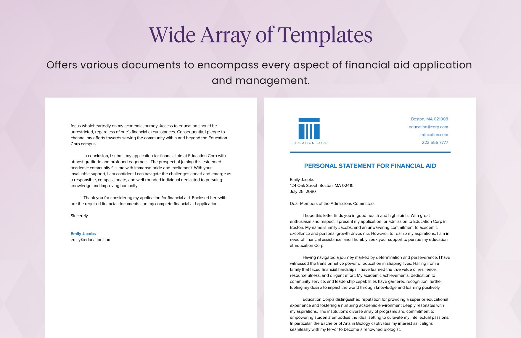 Personal Statement for Financial Aid Template
