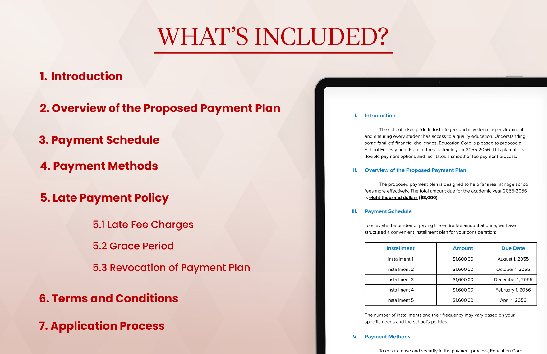 School Fee Payment Plan Proposal Template