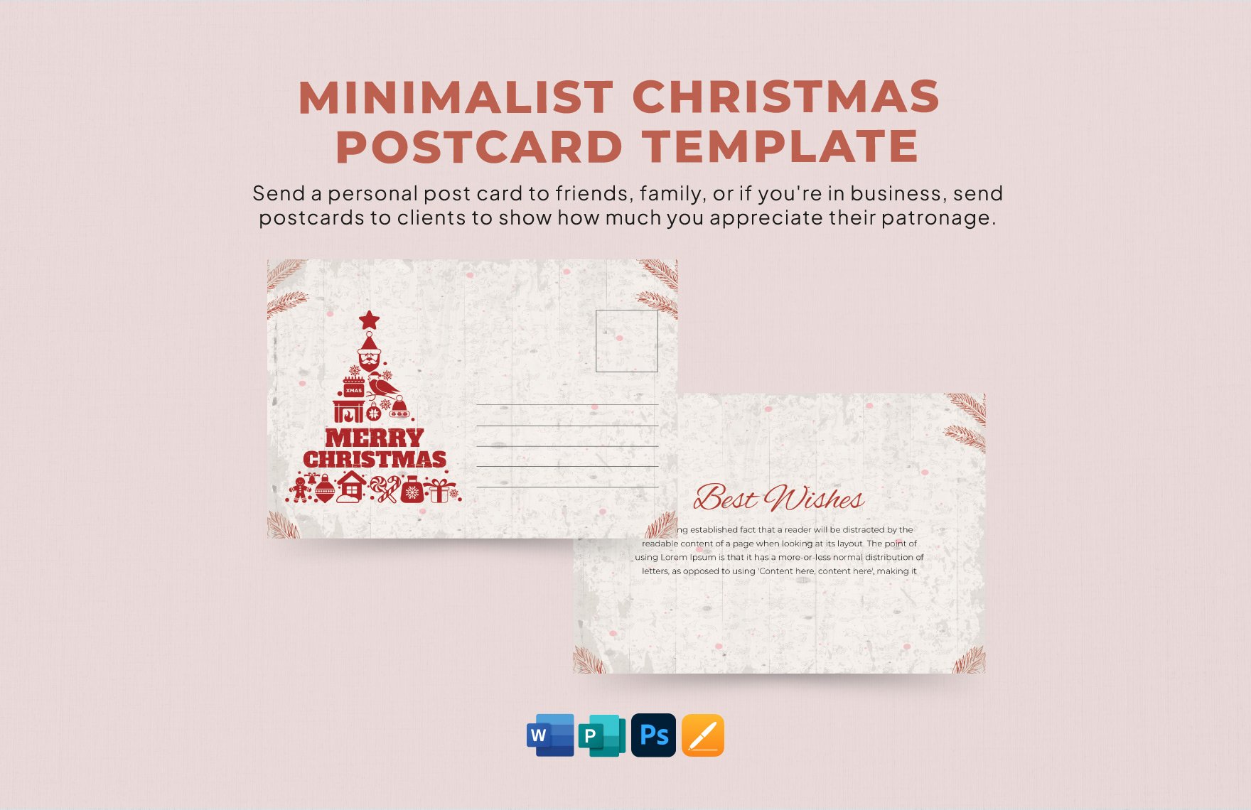 Minimalist Christmas Postcard Template