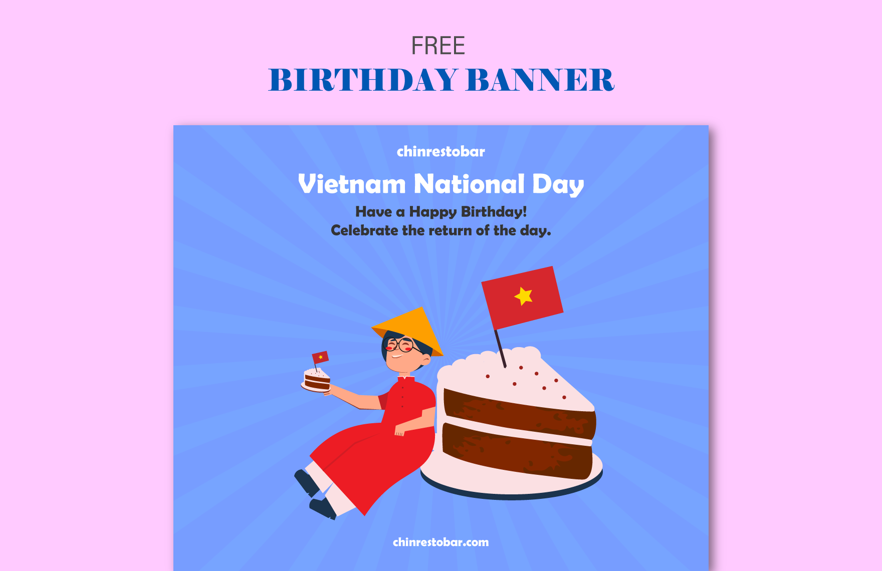 Free Vietnam National Day  Birthday Banner in PDF, Illustrator, SVG, JPG