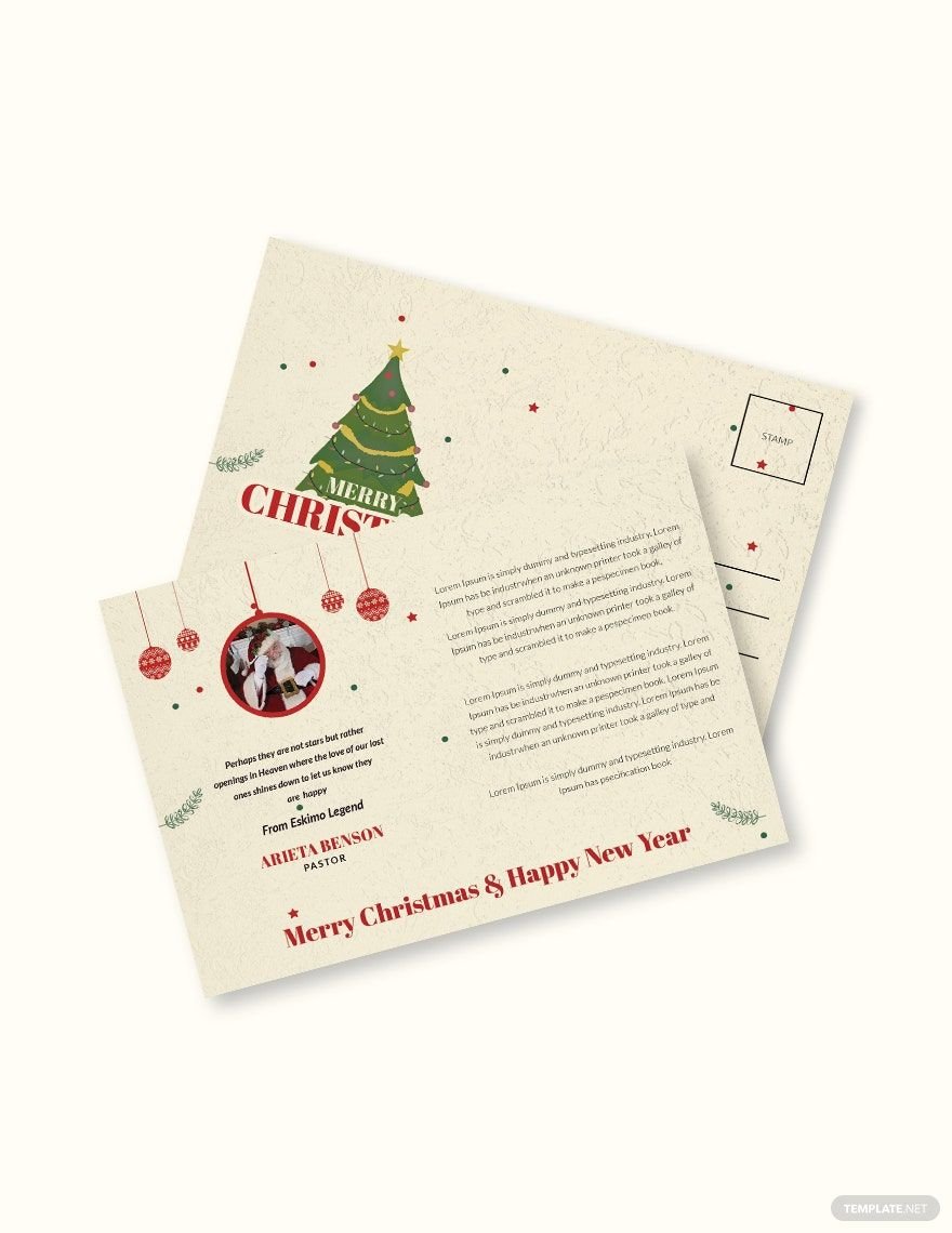 Christmas and New Year Postcard Template