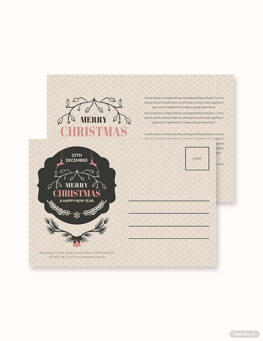 Transparent Christmas Postcard Template