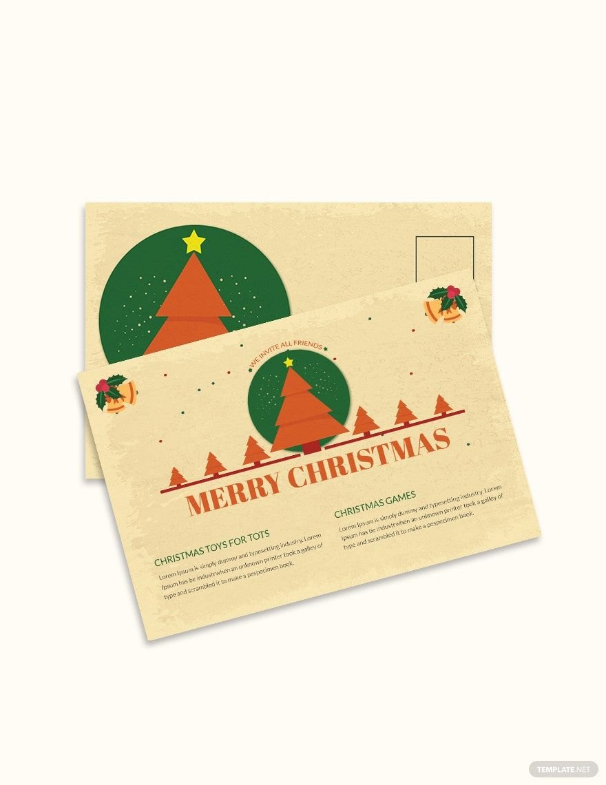 Merry Christmas Invitation Postcard Template