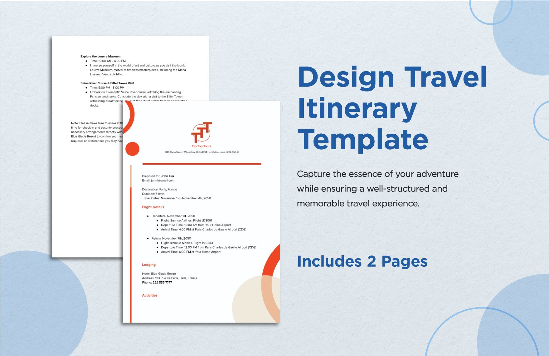 Design Travel Itinerary Template
