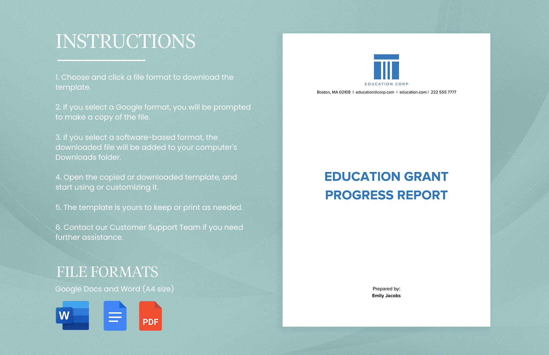 Education Grant Progress Report Template