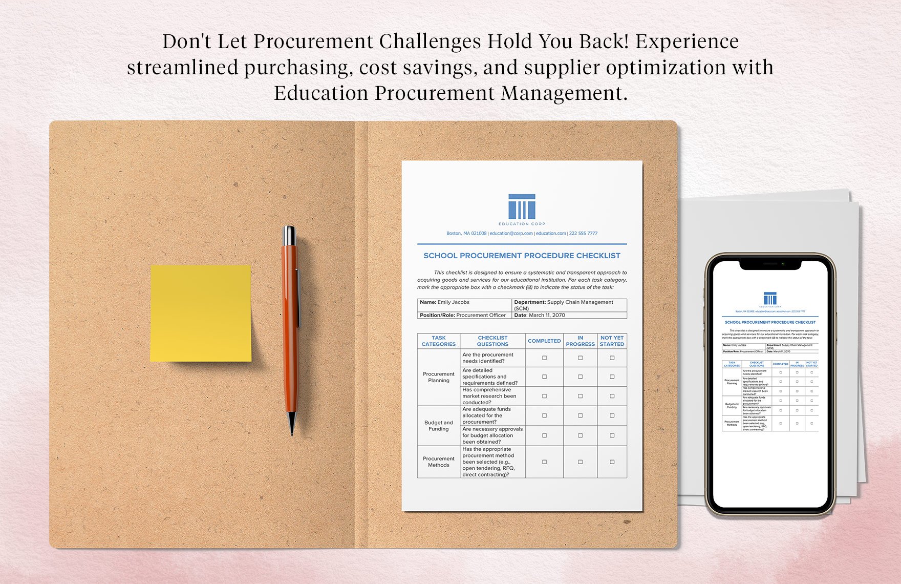 School Procurement Procedure Checklist Template