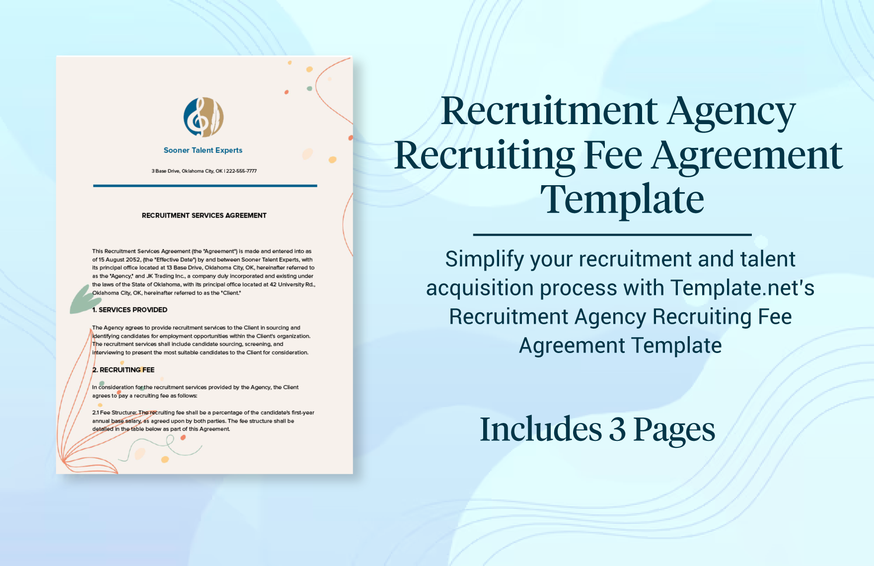 Recruitment Agency Recruiting Fee Agreement Template