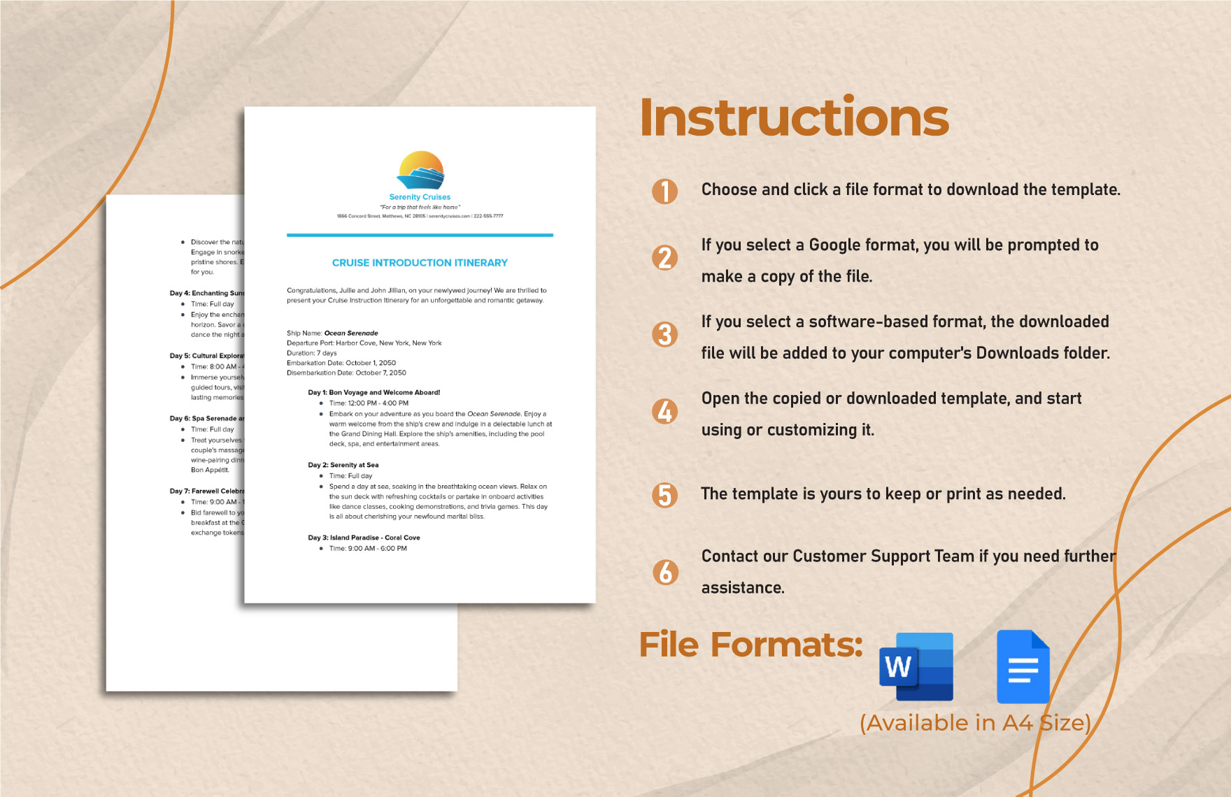 Cruise Instruction Itinerary Template