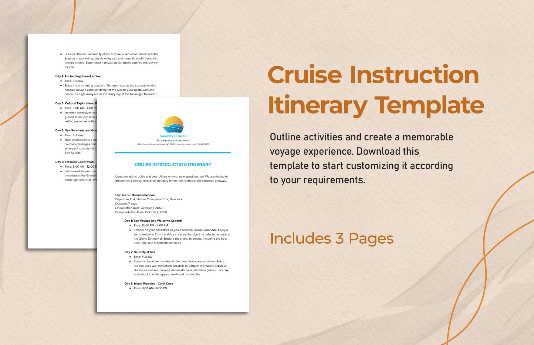 Cruise Instruction Itinerary Template in Word, Google Docs, PDF, Apple Pages