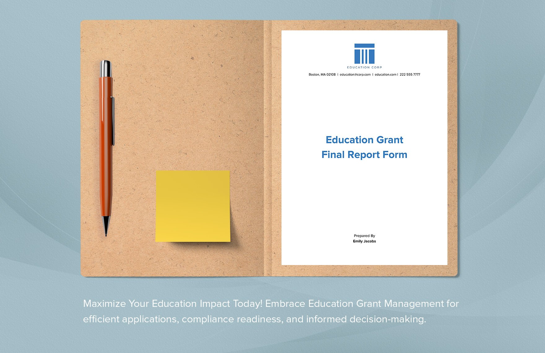 Education Grant Final Report Form Template