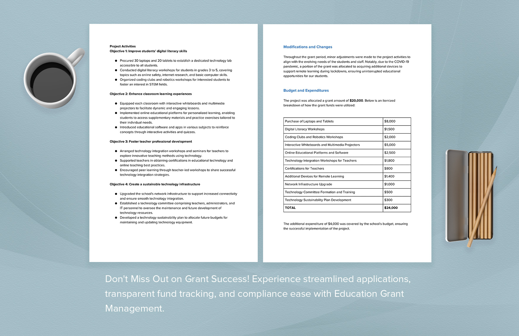 Education Grant Final Report Form Template
