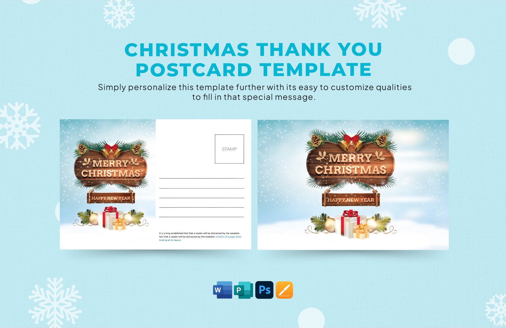 Christmas Thank You Postcard Template