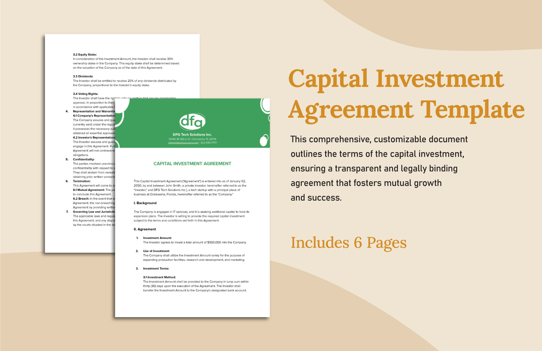 Investment Agreement Template Investment Agreement Template