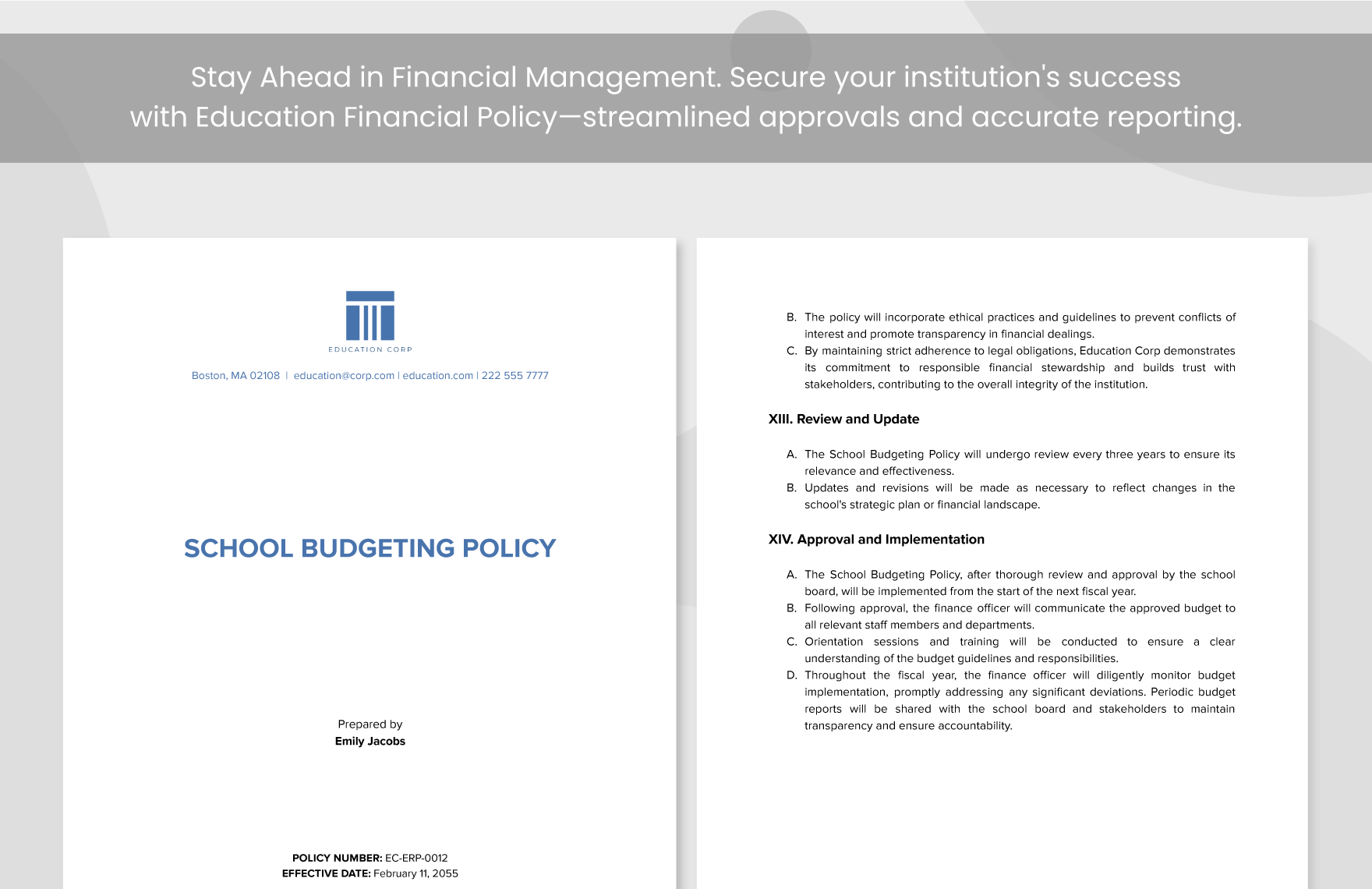 School Budgeting Policy Template