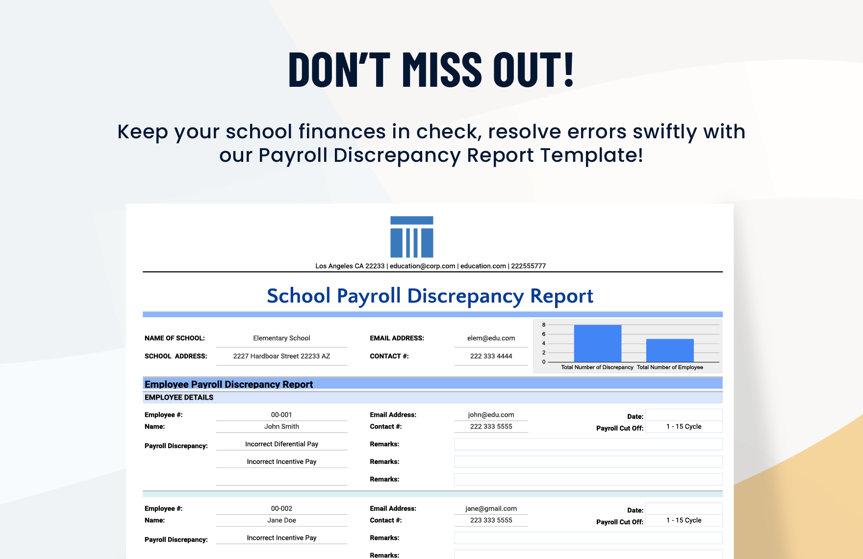 School Payroll Discrepancy Report Template