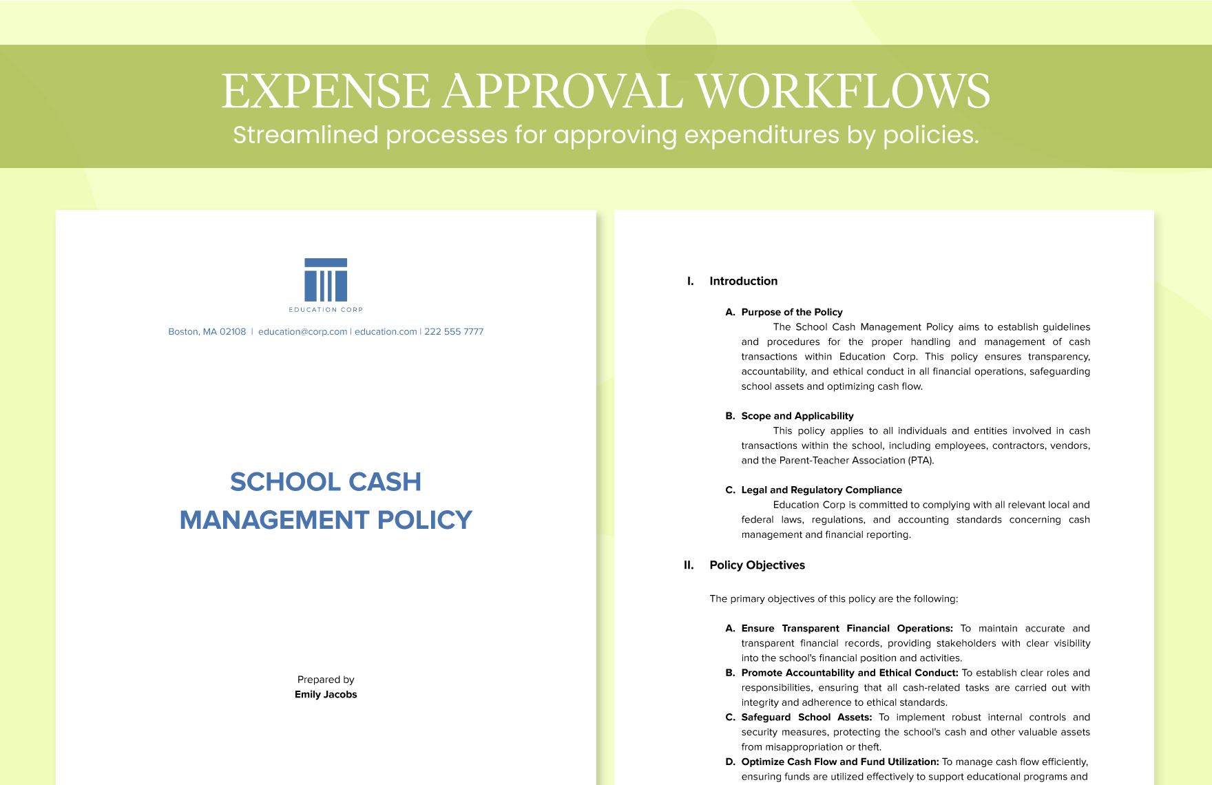 School Cash Management Policy Template