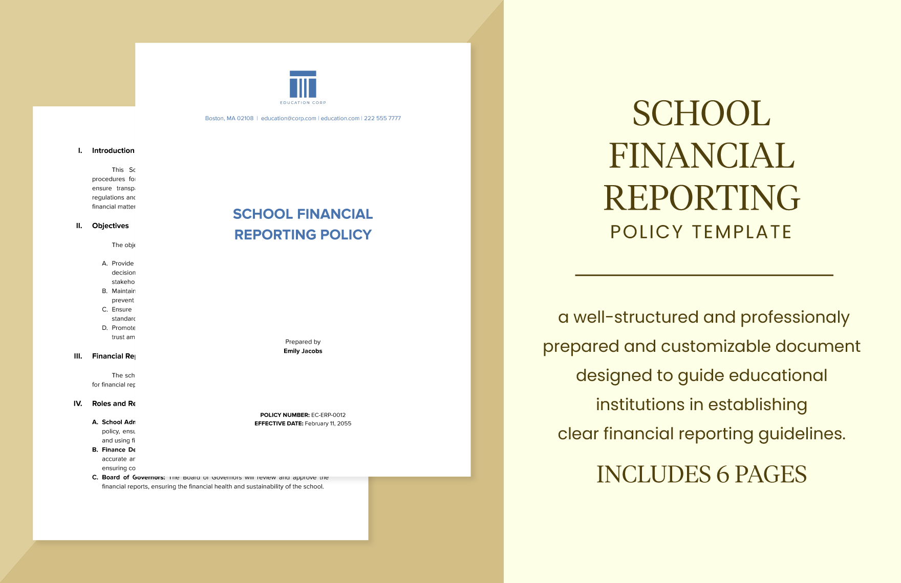 Free School Financial Reporting Policy Template
