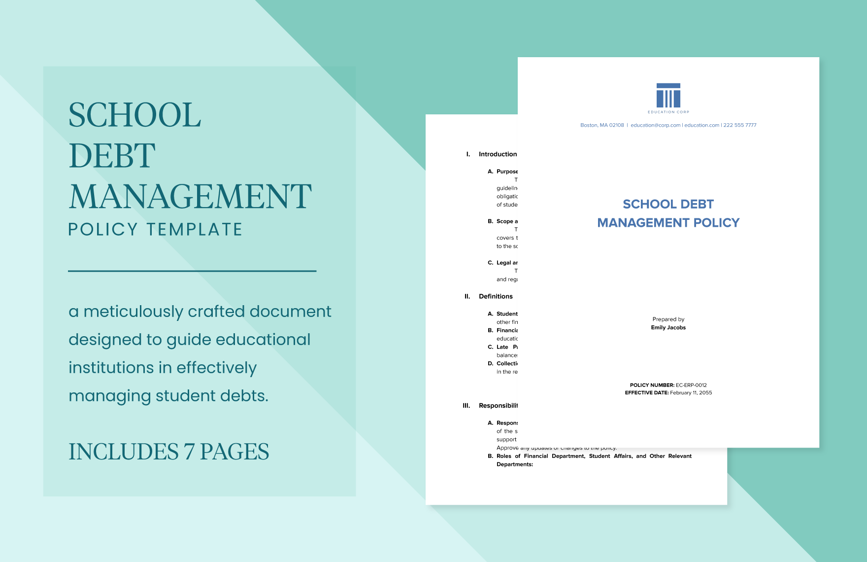 School Debt Management Policy Template