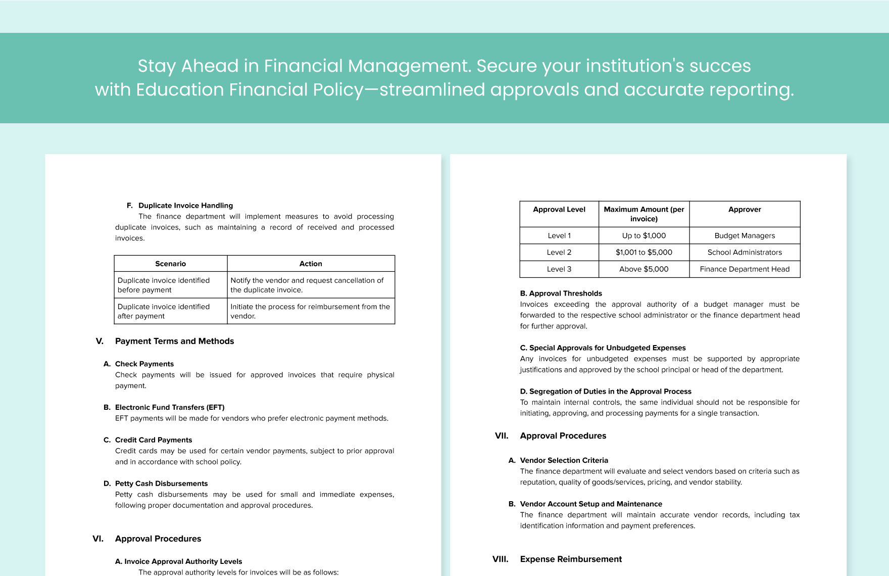 School Accounts Payable Policy Template