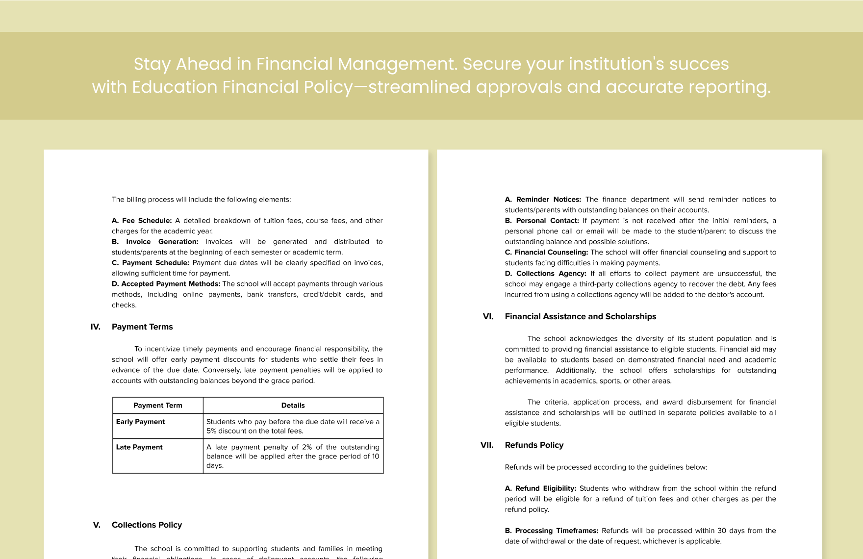 School Accounts Receivable Policy Template