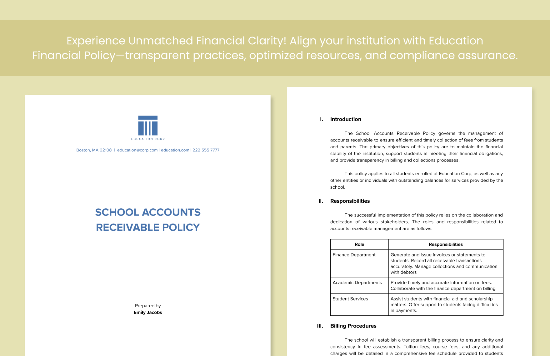 School Accounts Receivable Policy Template