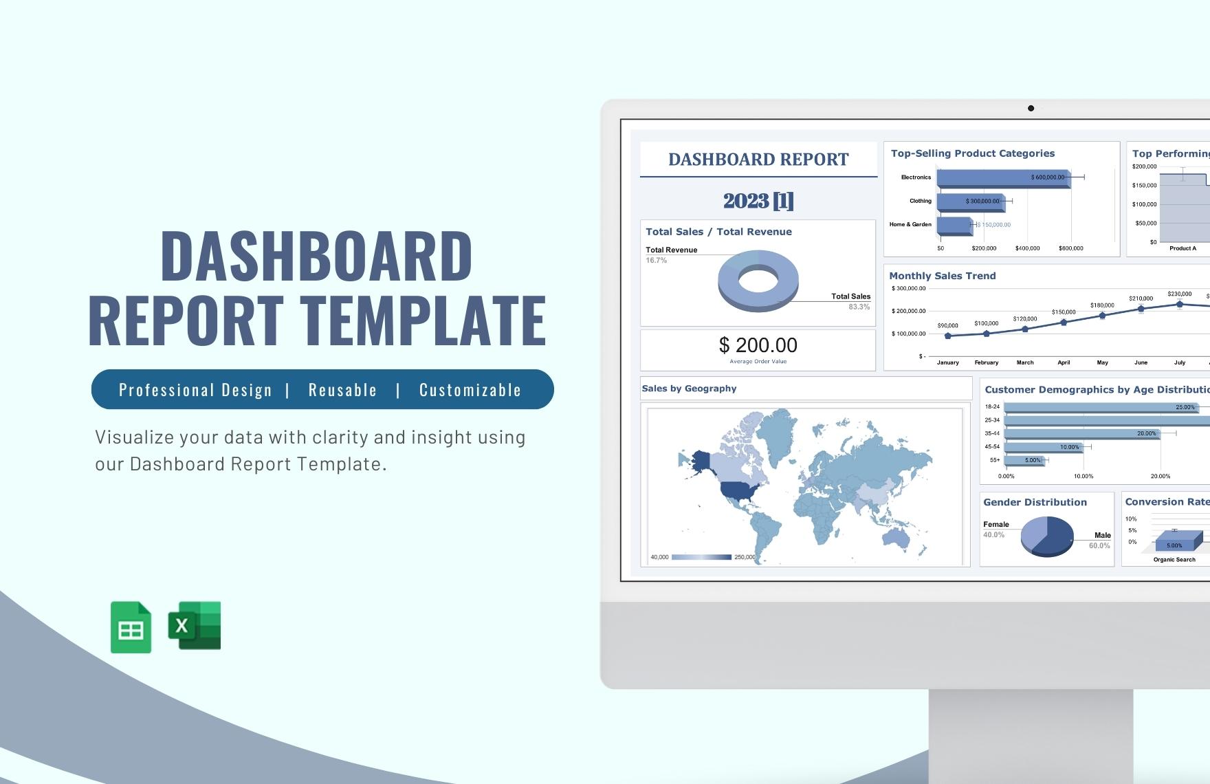 Dashboard Report Template - Download in Excel, Google Sheets | Template.net