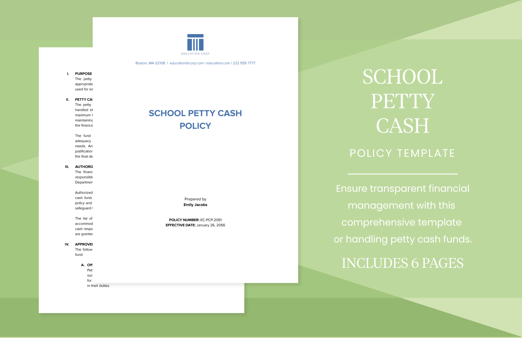 School Petty Cash Policy Template