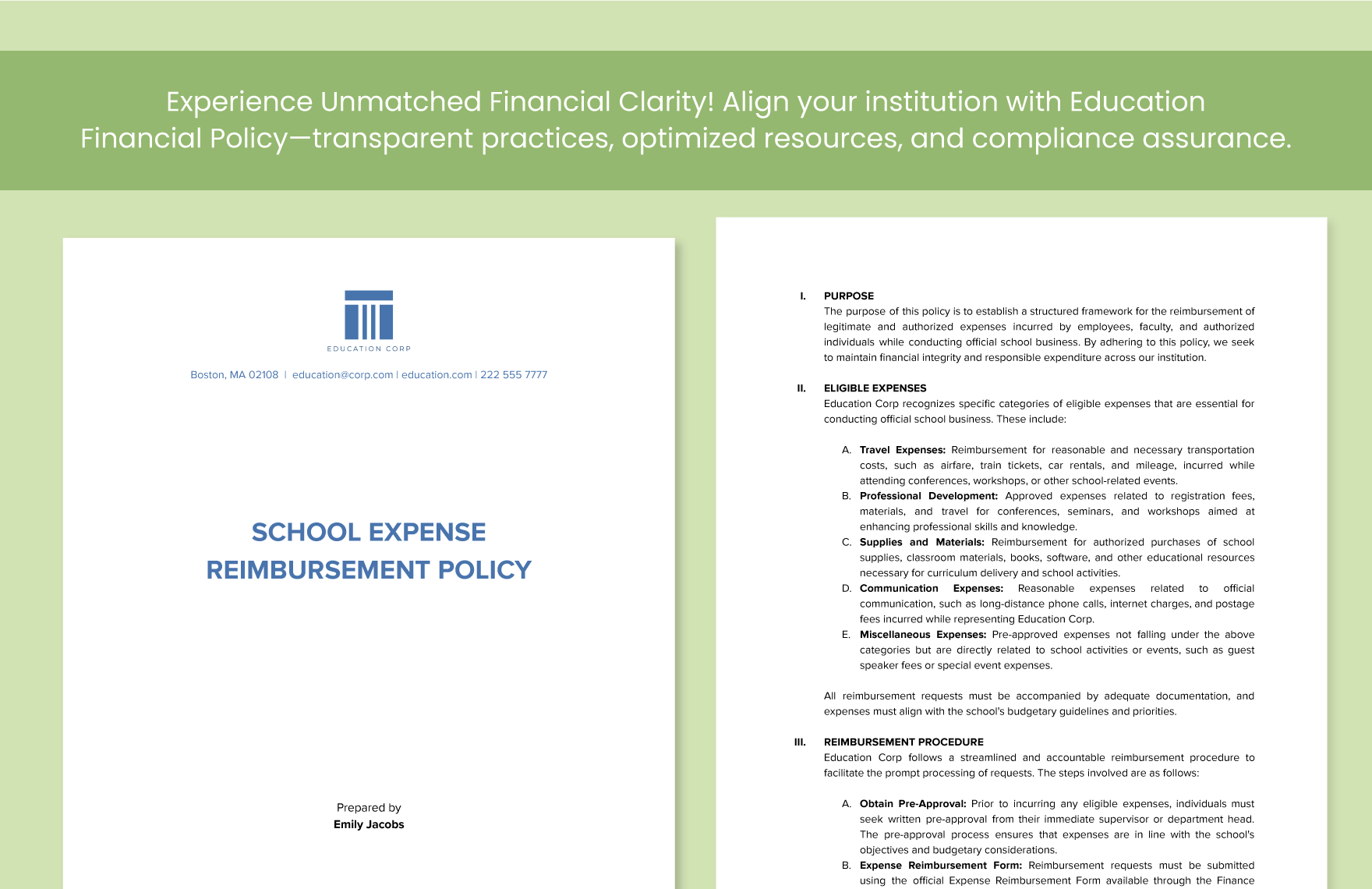 School Expense Reimbursement Policy Template