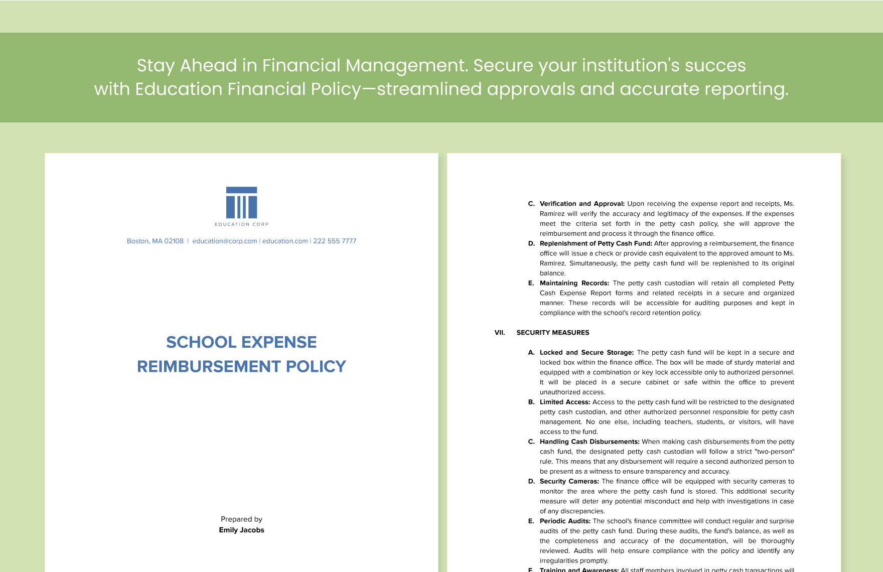 School Expense Reimbursement Policy Template
