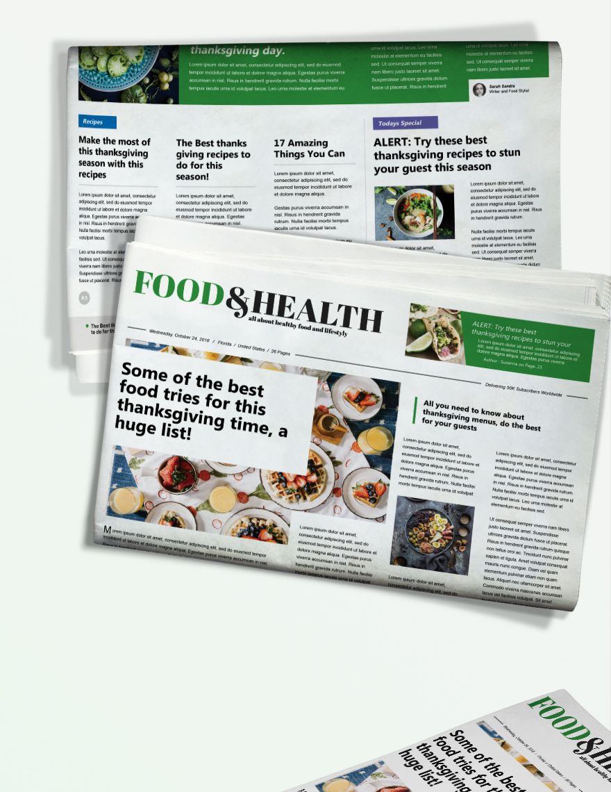 Food and Health Newspaper Template