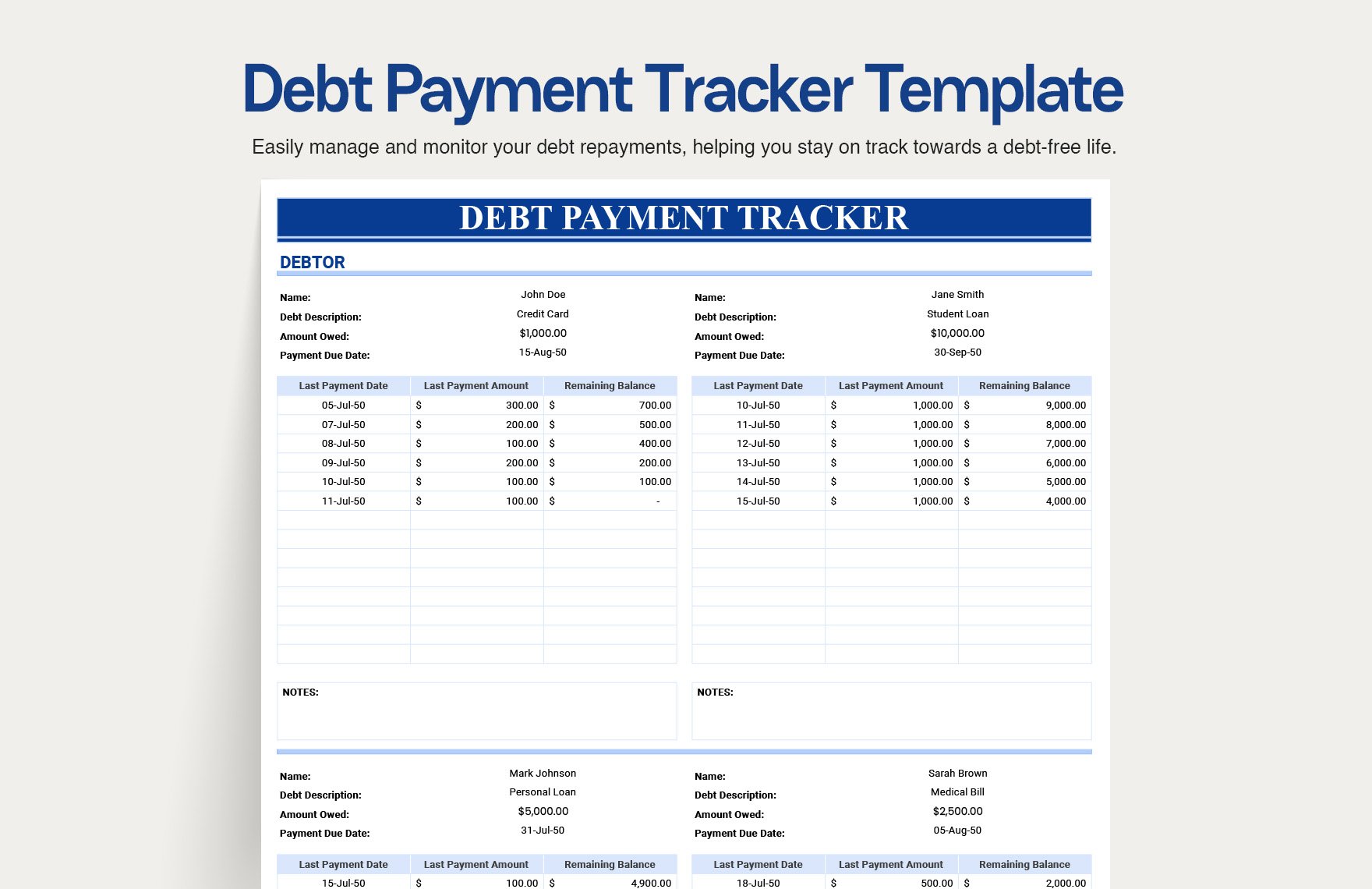 Debt Payment Tracker Template
