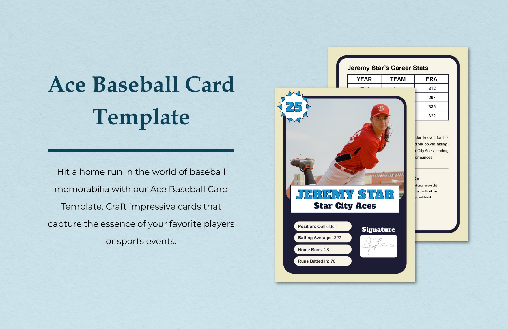 Ace Baseball Card Template 