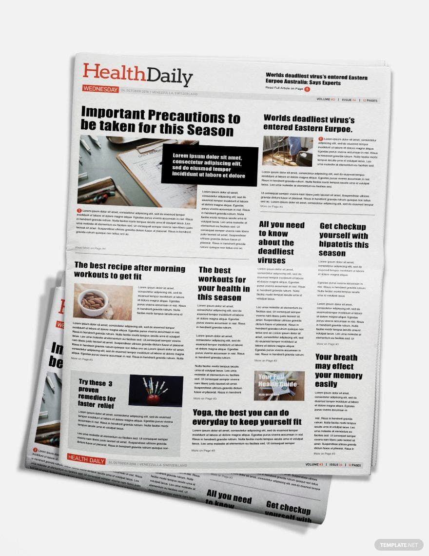 Health Newspaper Template