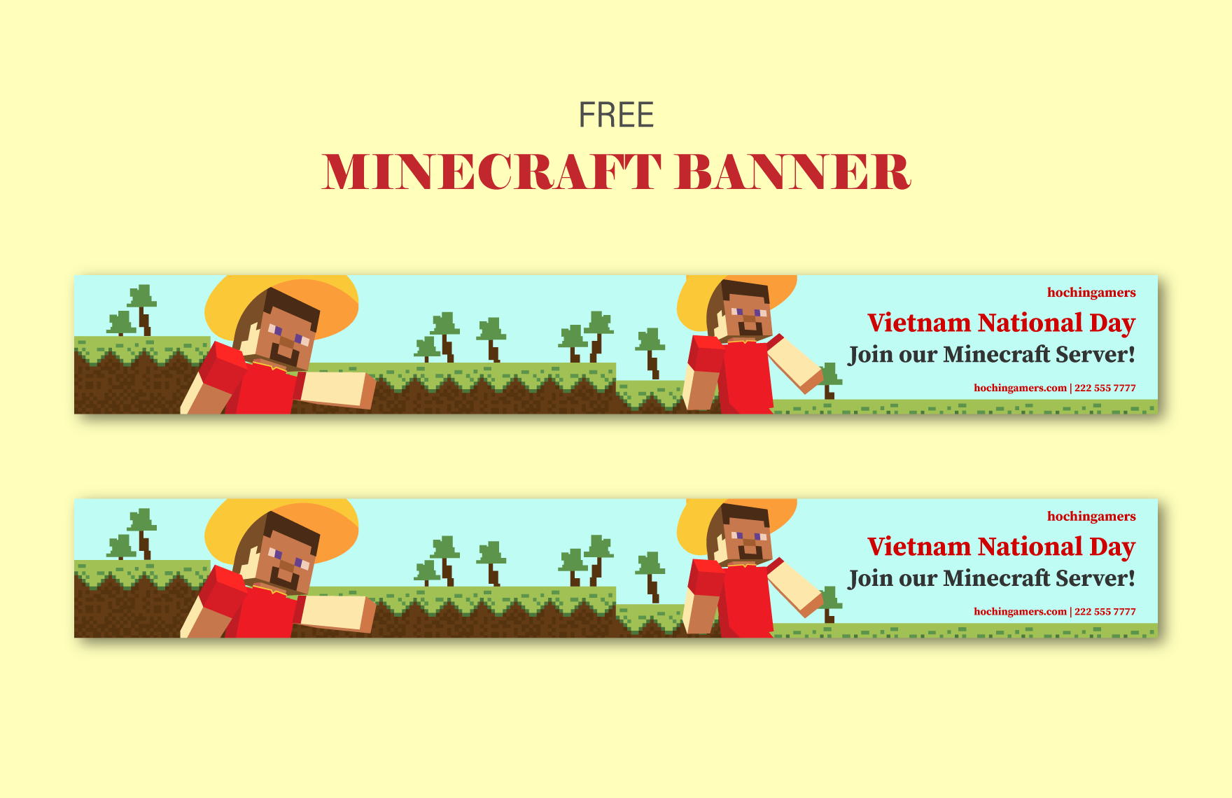 Free Vietnam National Day  Minecraft Banner in PDF, Illustrator, SVG, JPG