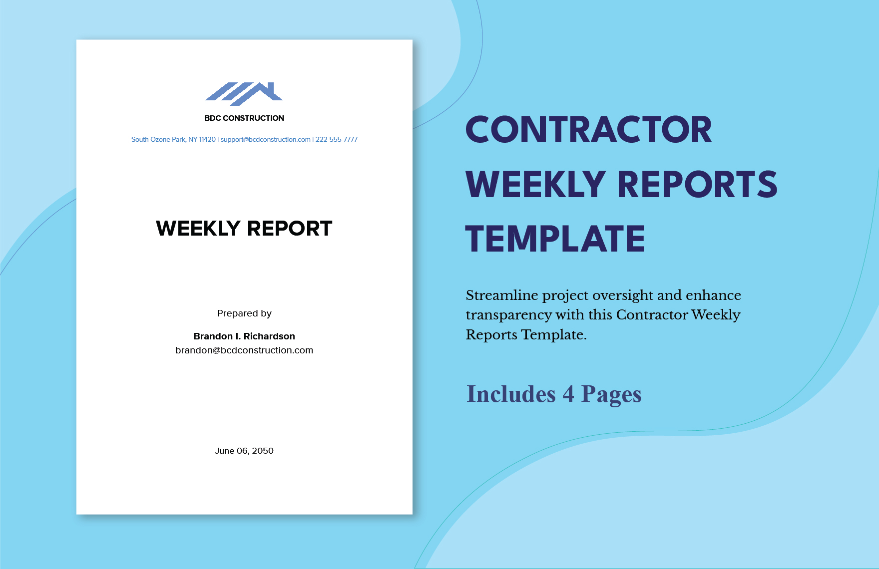 Contractor Weekly Reports Template in Word, Google Docs, PDF