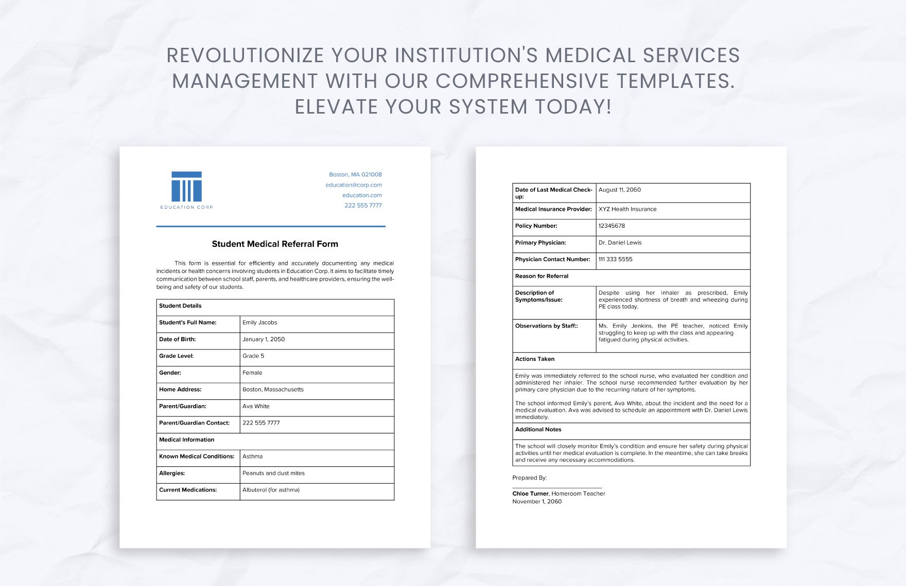 Student Medical Referral Form Template