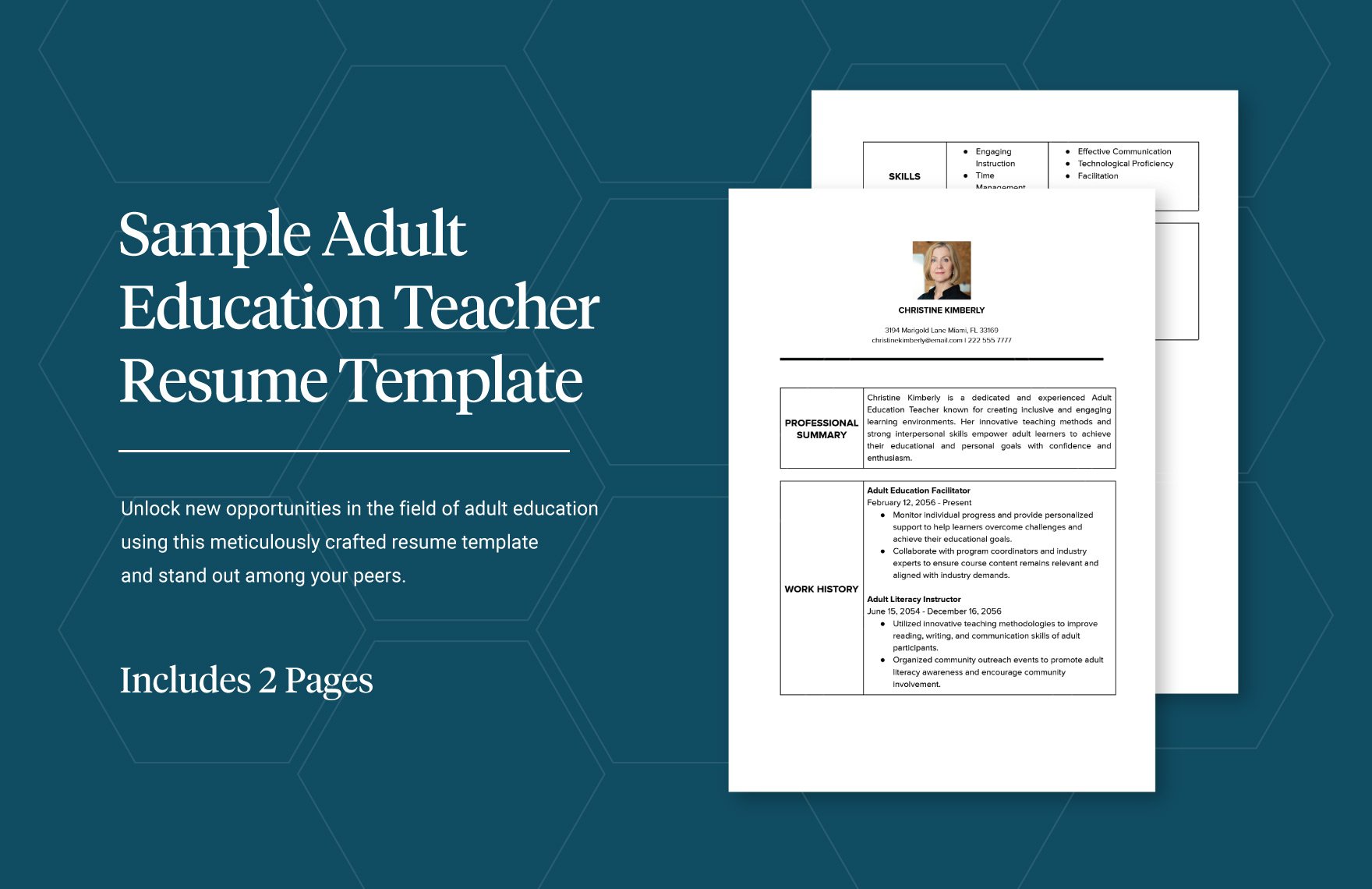 Sample Adult Education Teacher Resume Template