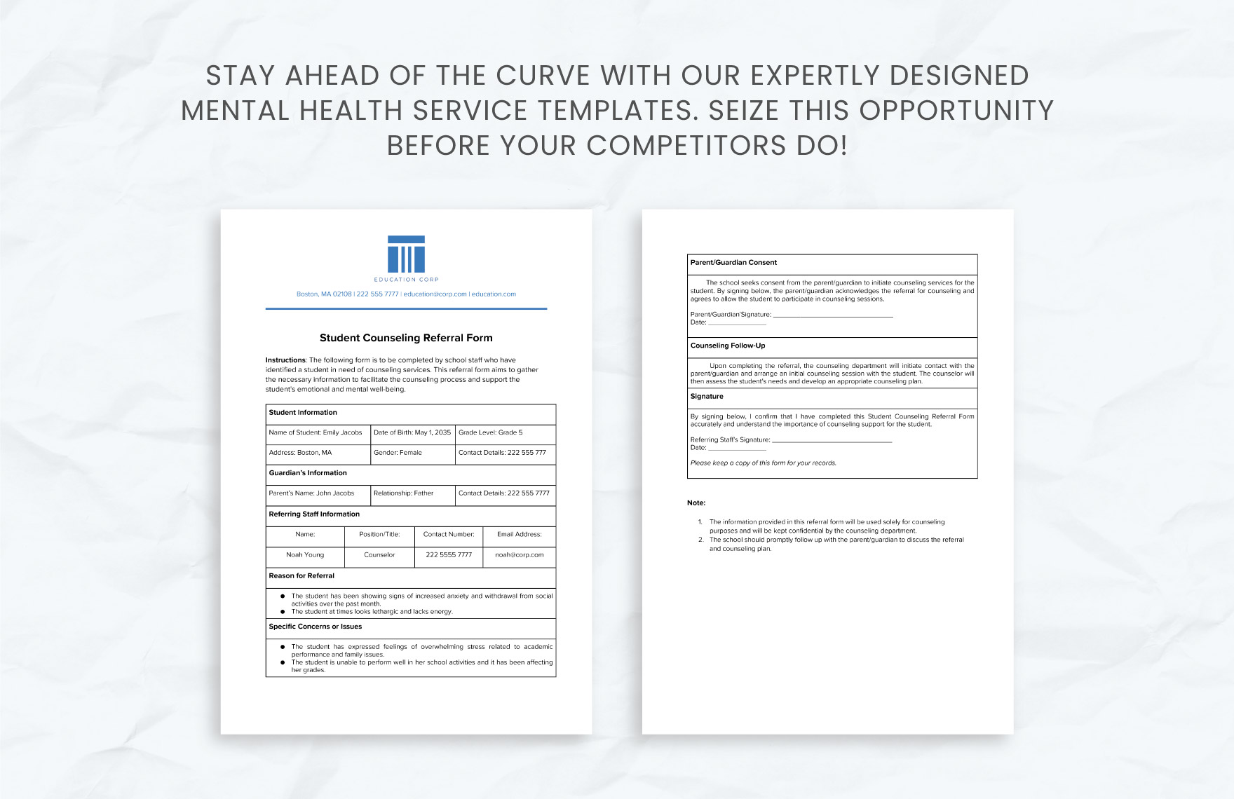 Student Counseling Referral Form Template