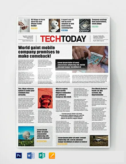 Technology Newspaper Template In Word Apple Pages Psd Publisher Template Net