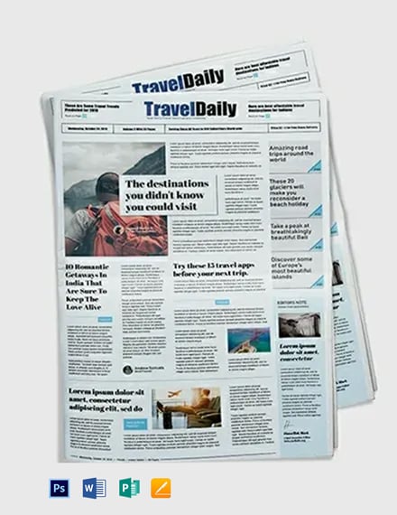 Travel Newspaper Template In Word Apple Pages Psd Publisher Template Net