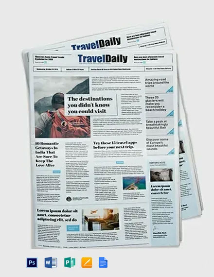 free newspaper template editable full screen