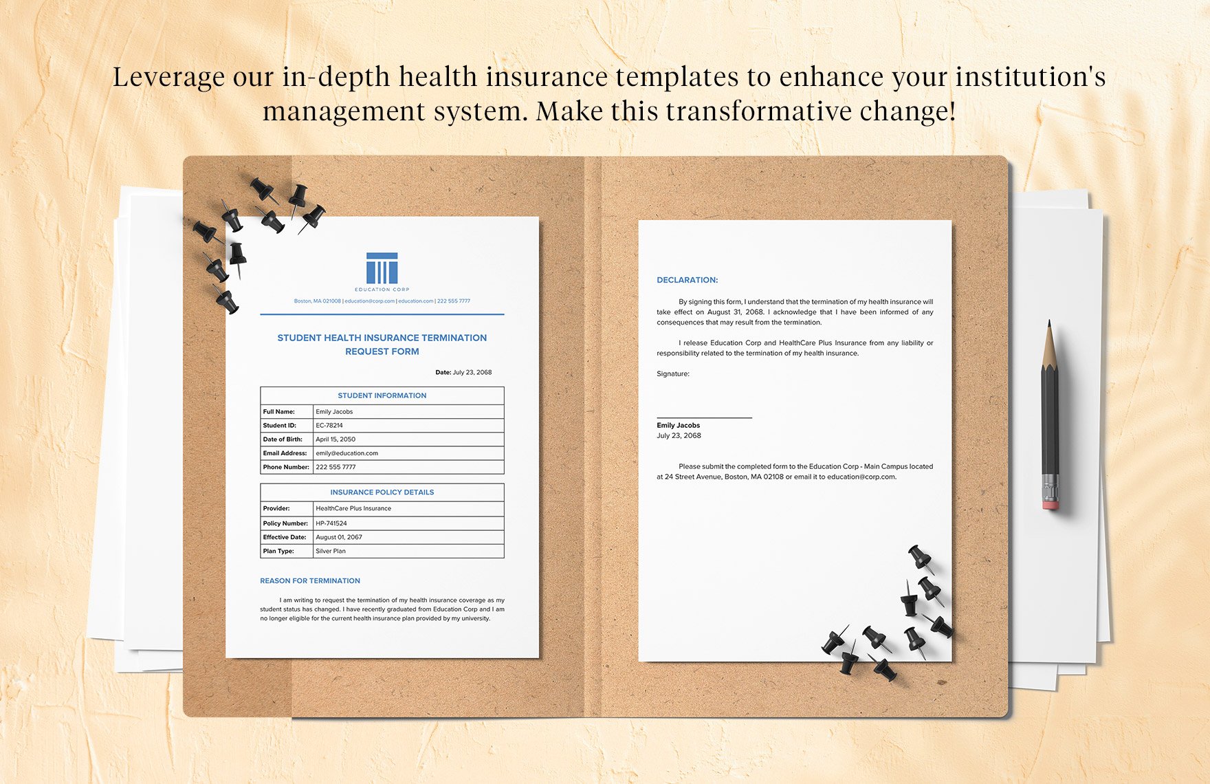 Student Health Insurance Termination Request Form Template