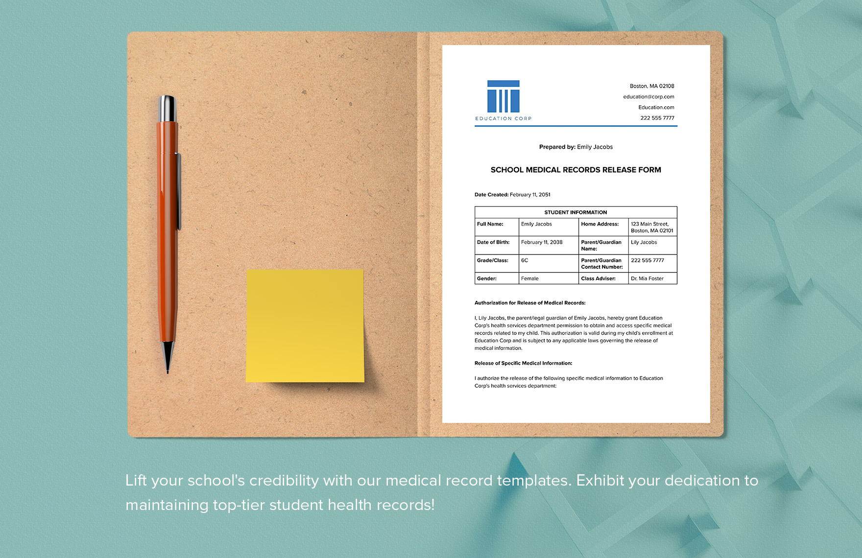 School Medical Records Release Form Template