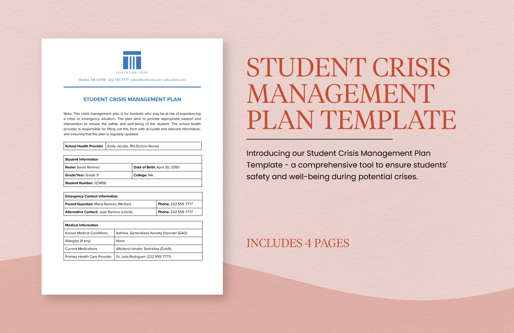 Student Crisis Management Plan Template