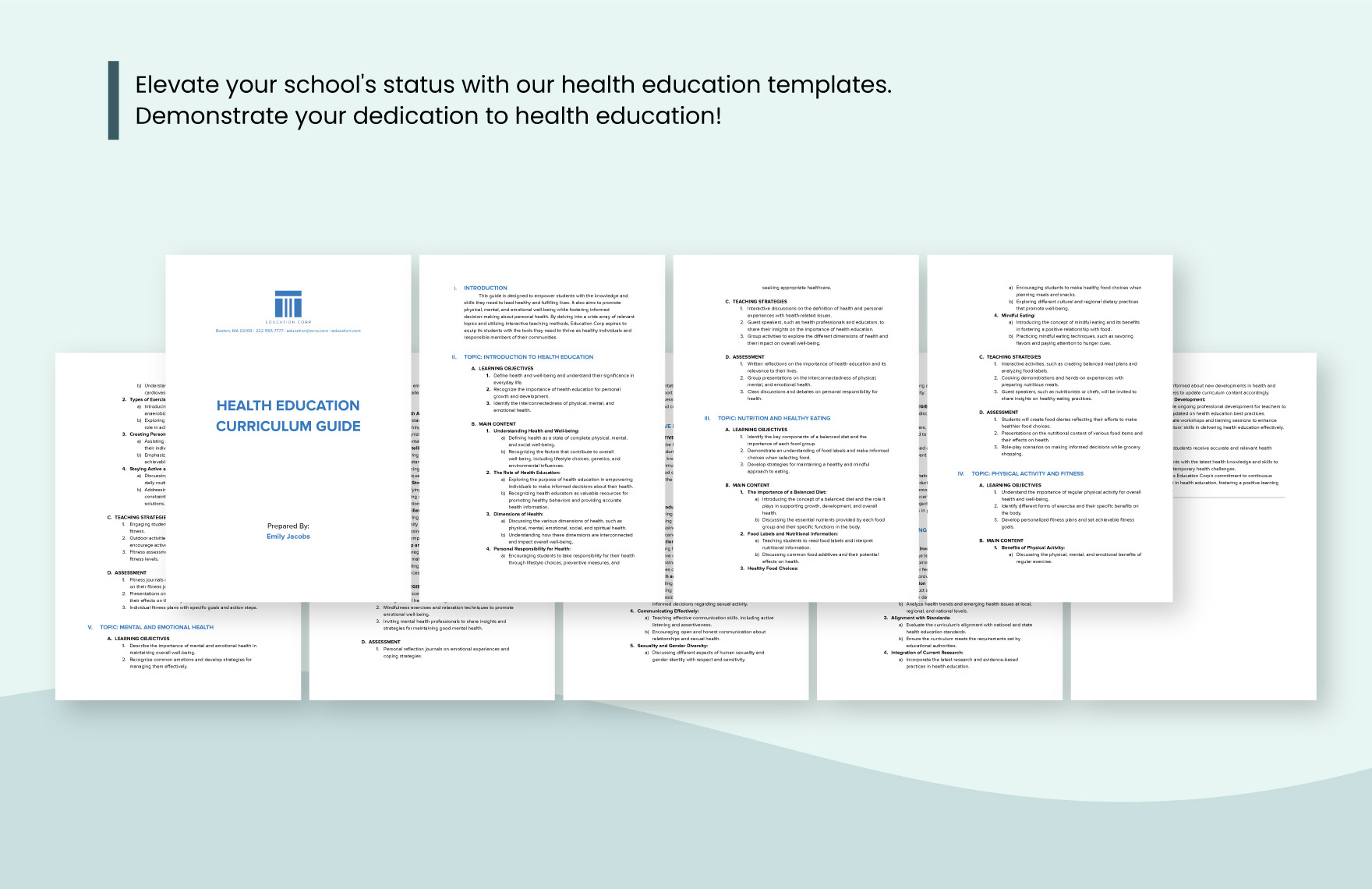 Health Education Curriculum Guide Template