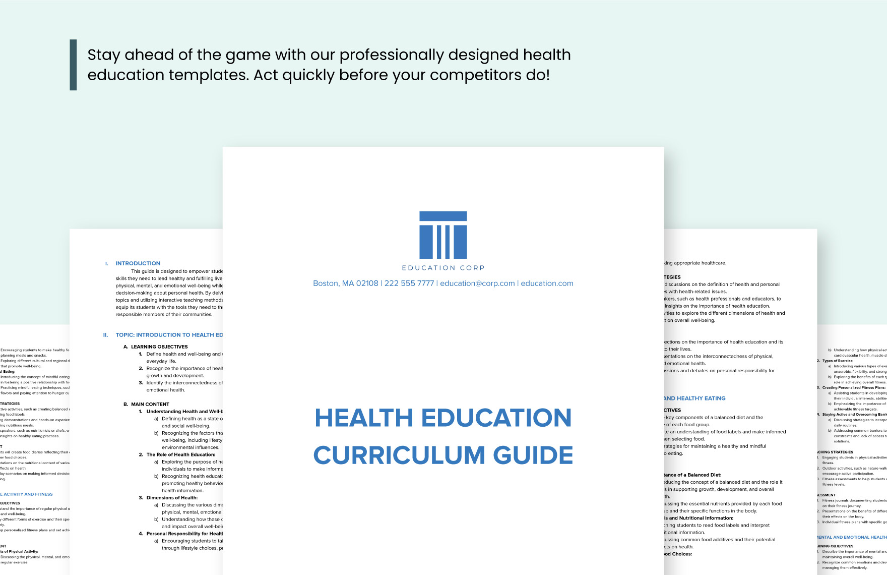 Health Education Curriculum Guide Template