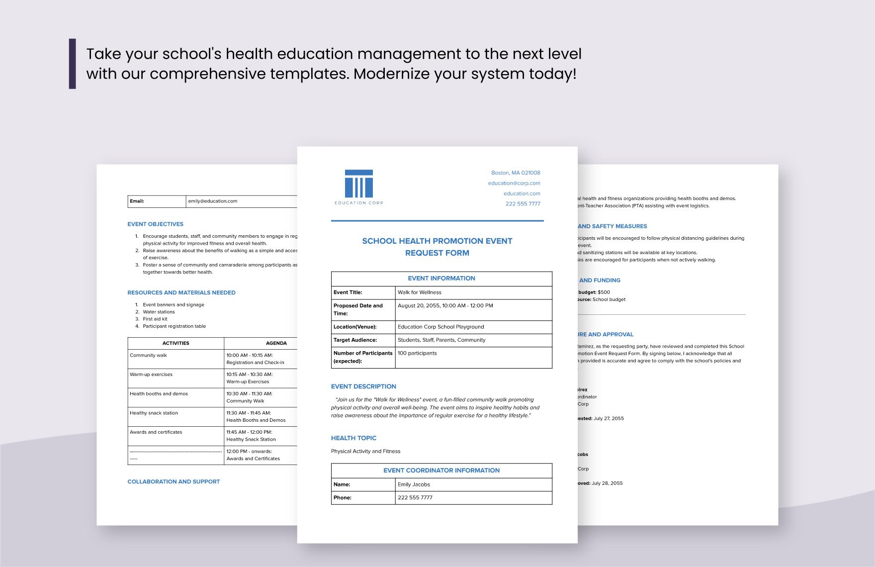 School Health Promotion Event Request Form Template