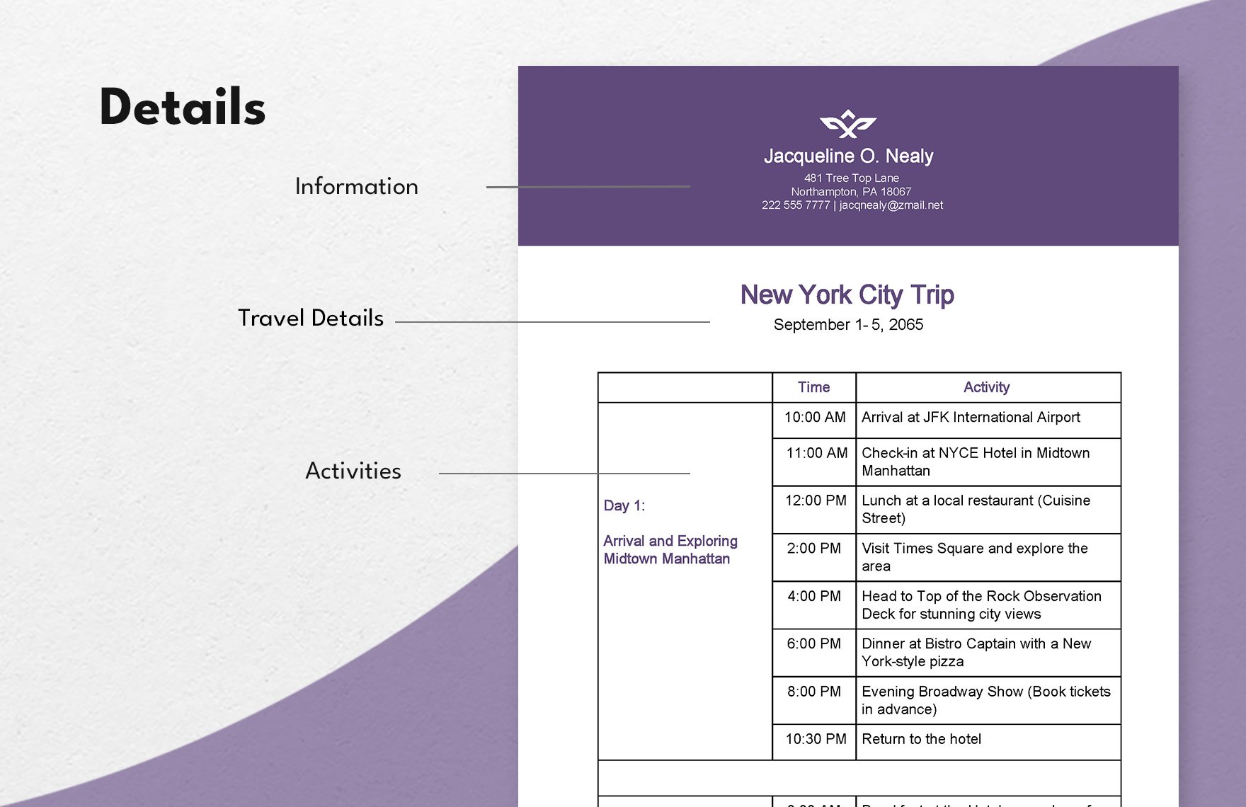 Group Itinerary Template