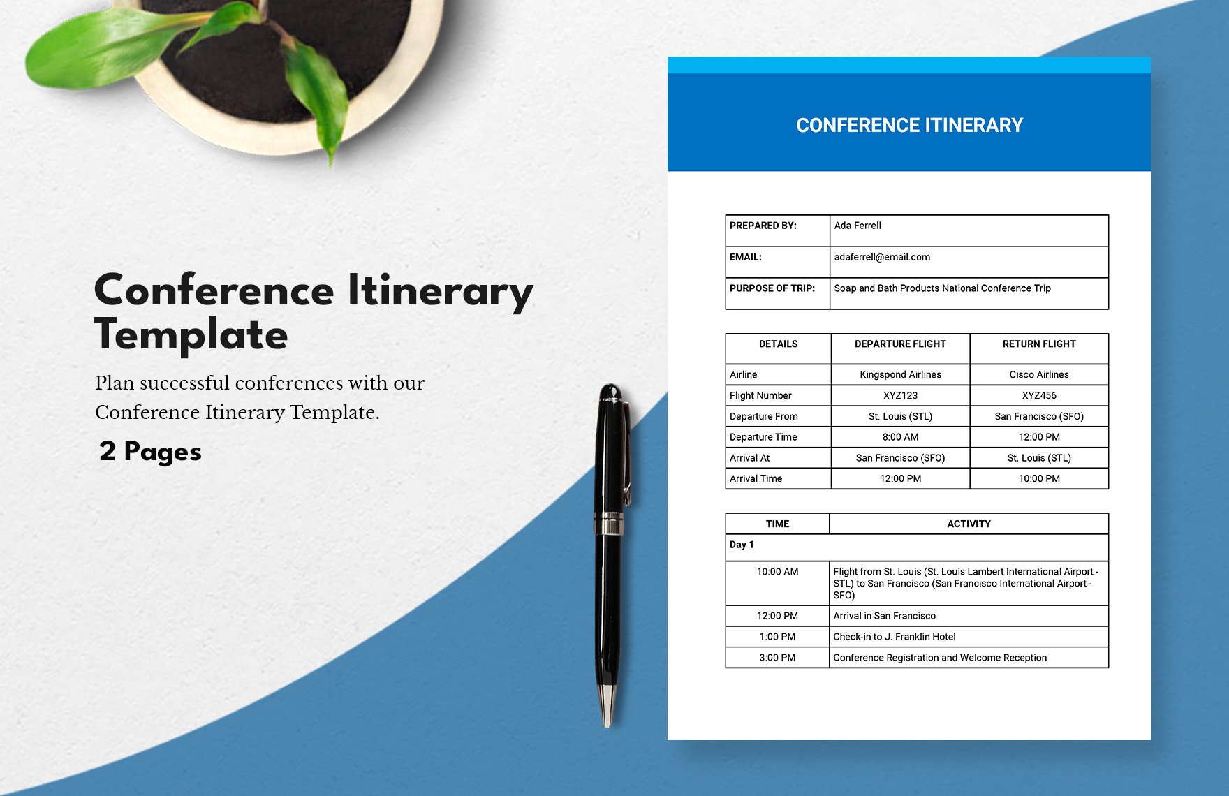 Conference Itinerary Template